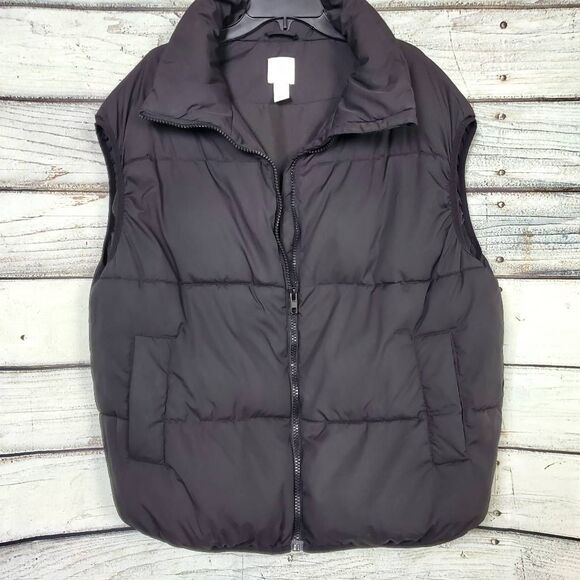 H&M Women’s Vest S Black Puffer Quilted Zip Front Sleeveless Jacket - Picture 1 of 8